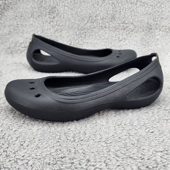 Crocs Womens Kadee Flats Sz 6 M Black Slip On Comfort Shoes Loafers - Picture 1 of 9